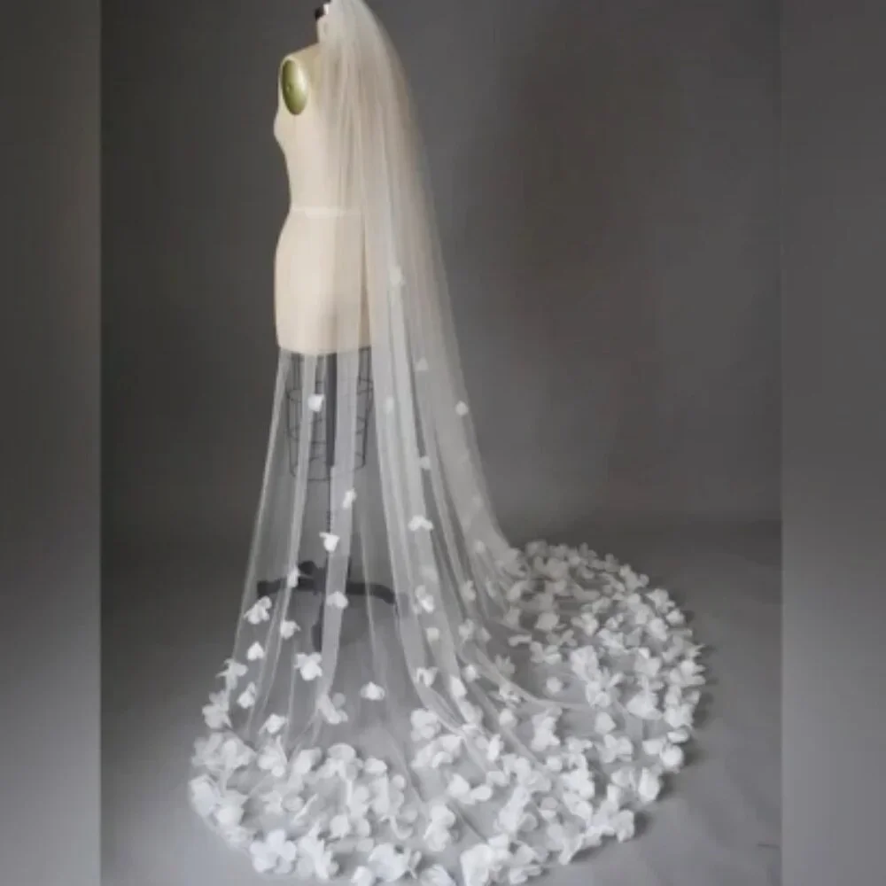Floral Wedding Veil Chapel Length